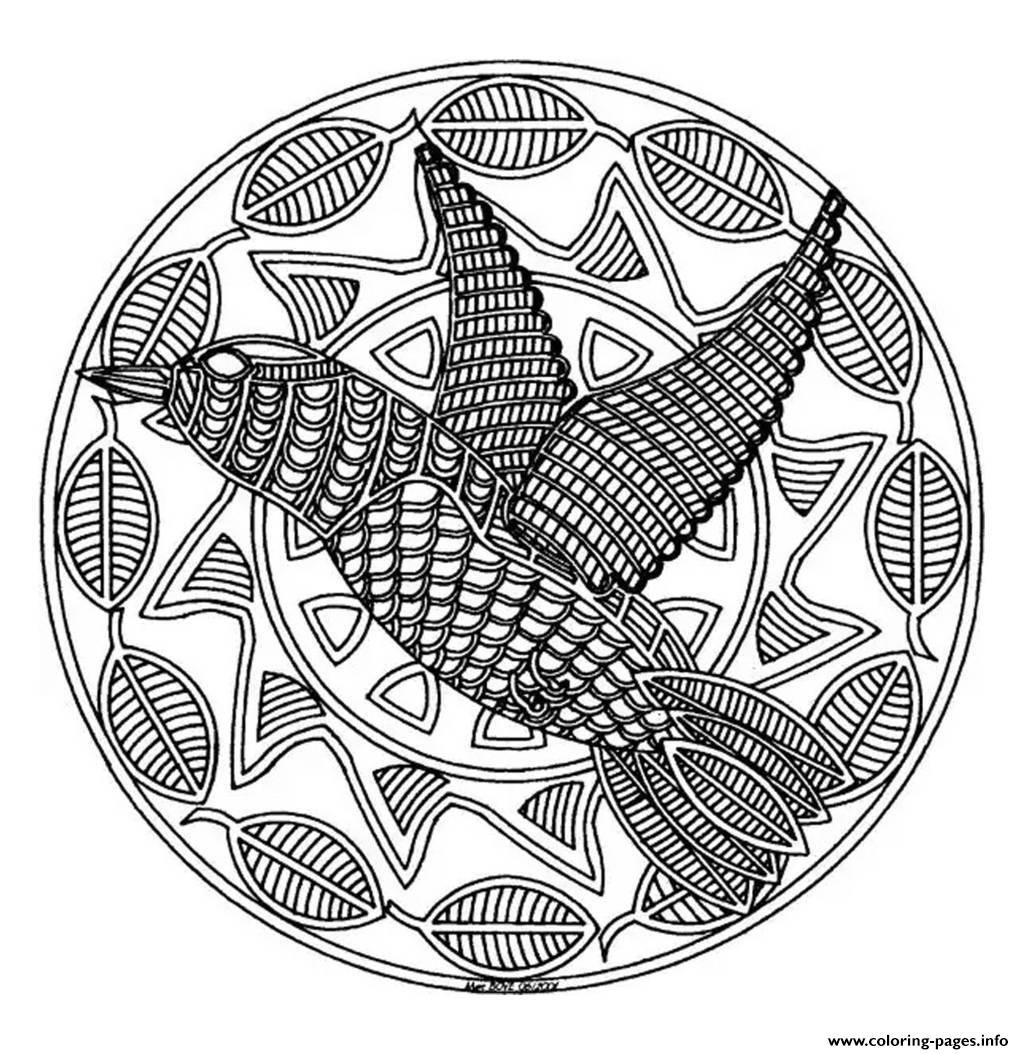 Free Mandala Difficult Adult To Print Bird  coloring